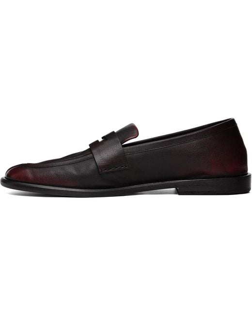 Marsèll Black Burgundy Stesa Soft Pebbled Leather Loafers for men