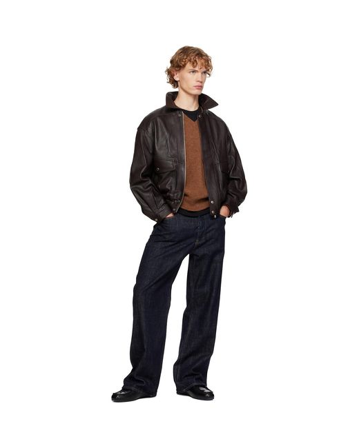 DUNST Black Oversized Vintage Leather Jacket for men