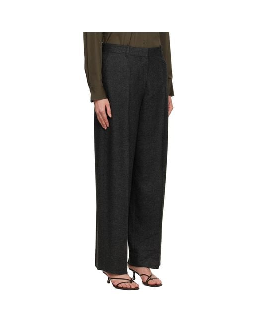 Totême Black Wide Flannel Trousers