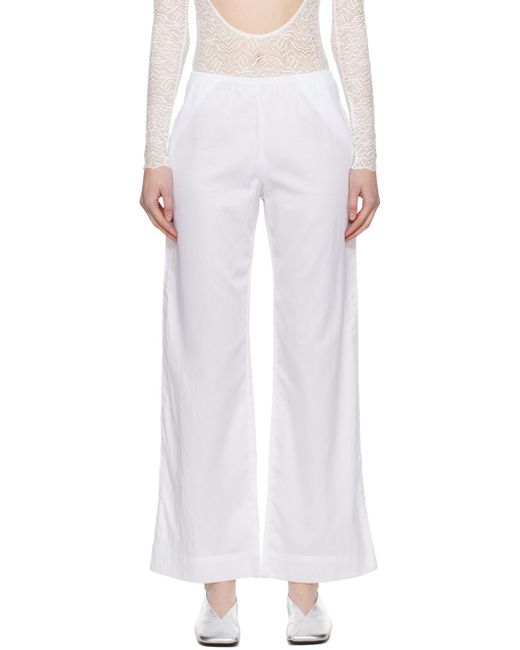 Leset White Yoko Pocket Lounge Pants
