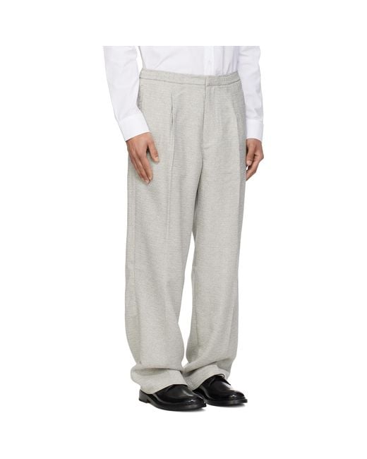 Lacoste White Relaxed Fit Slub Weave Trousers for men