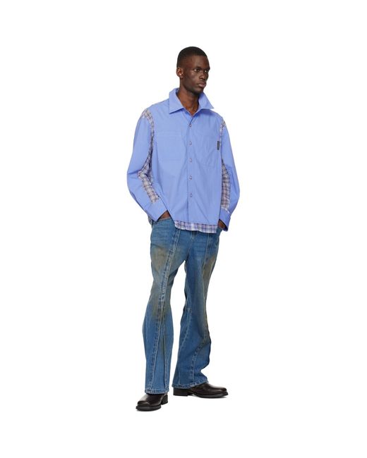 ANDERSSON BELL Blue Aprol Mesh Panel Shirt for men