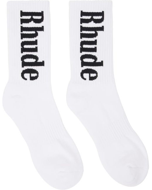 Rhude White Rh Vertical Socks for men