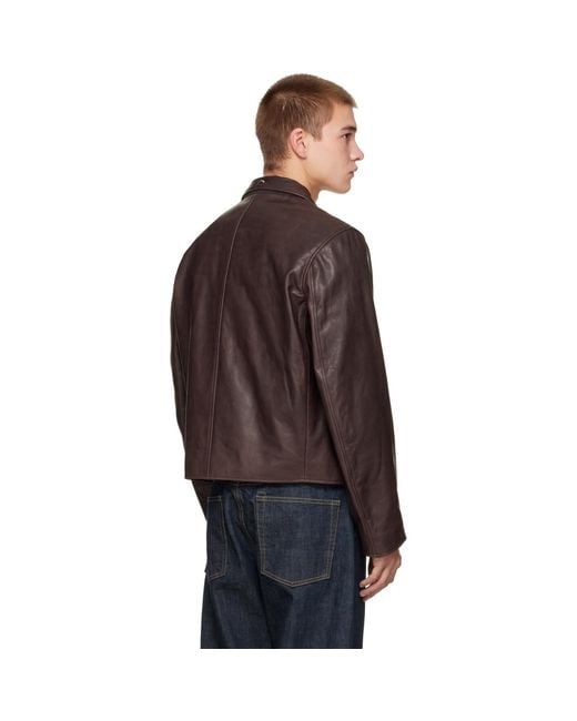 Our Legacy Brown Leather Mini Jacket for men