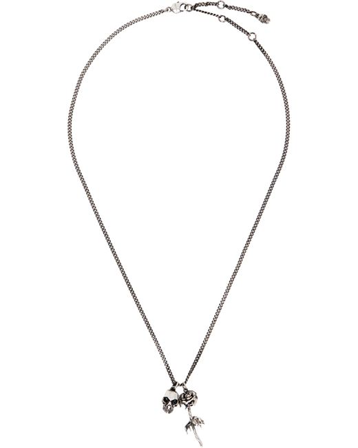 Alexander McQueen Black Skull & Dipped Rose Necklace for men