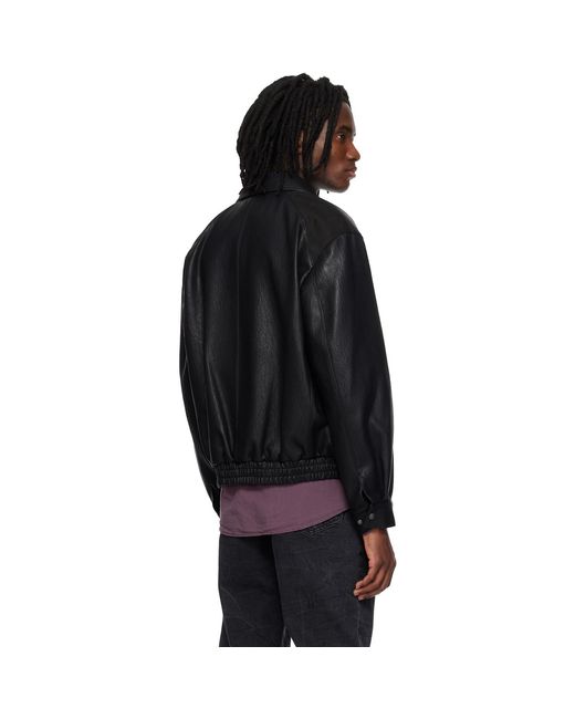 MMIC Black Rodeo Faux-Leather Jacket for men