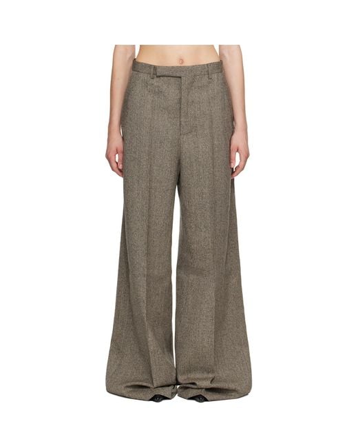 Rick Owens Brown Tower Wide Tailored Trousers