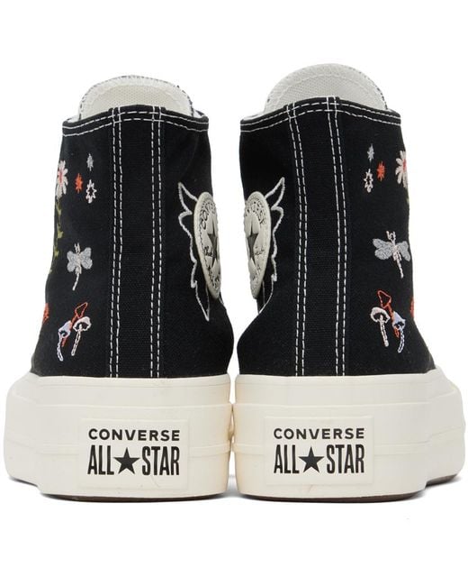 Converse Black Chuck Taylor All Star Lift Platform Enchanted Garden Sneakers