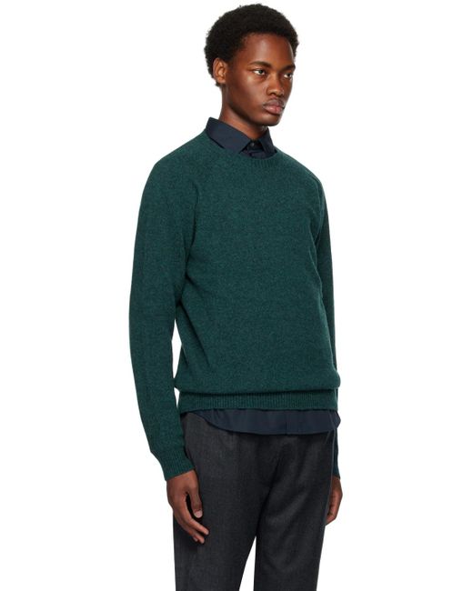 Sunspel Black Blue Crewneck Sweater for men