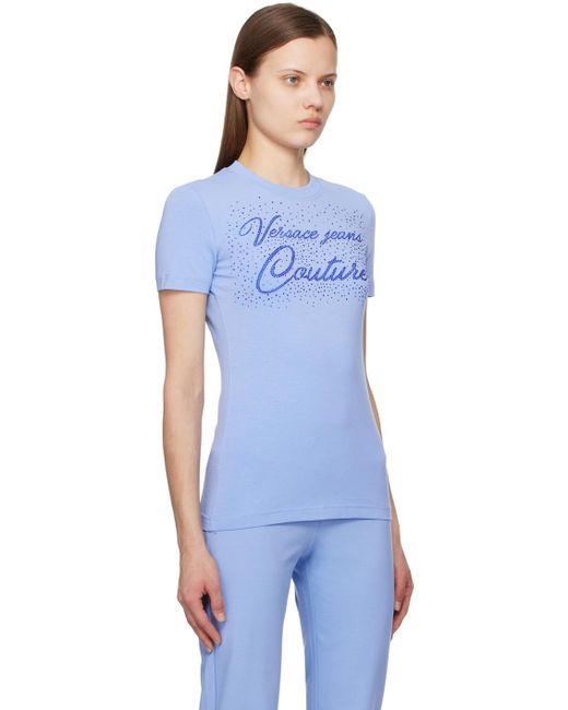 Versace Blue Crystal-Cut T-Shirt