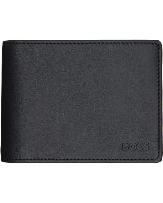 Boss Black Emed Logo Trifold Leather Wallet for men
