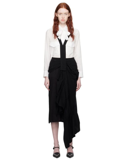 Yohji Yamamoto Black Suspenders Midi Skirt