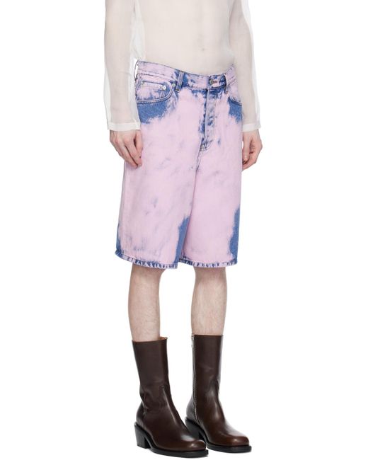 Dries Van Noten Pink Garment-dyed Denim Shorts for men