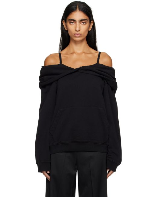 MM6 by Maison Martin Margiela ブラック オフショルダー フーディ Black