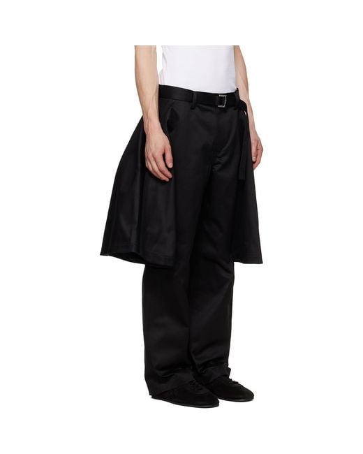 Sacai Black Cotton Chino Trousers for men