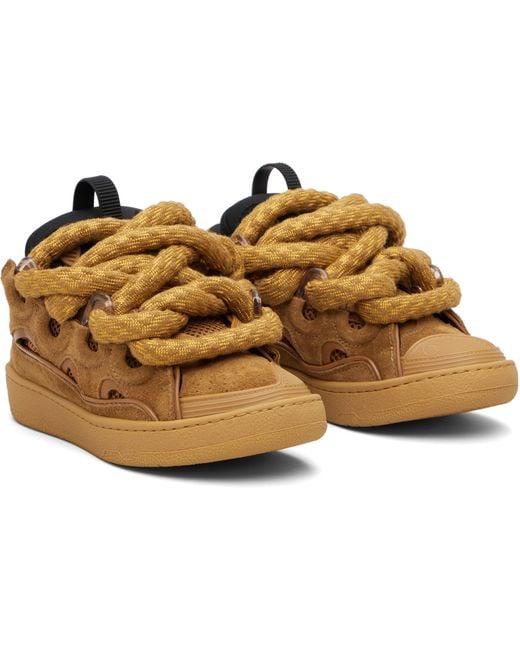 Lanvin Black Tan Curb Leather With Snake Laces Sneakers