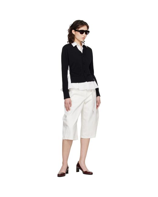 Sacai Black Poplin Cotton Knit Cardigan