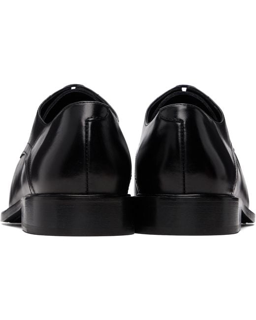 STEFAN COOKE Black Slashed Square Toe Derbys for men