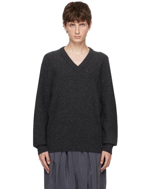 Lemaire Black Gray V-neck Sweater for men