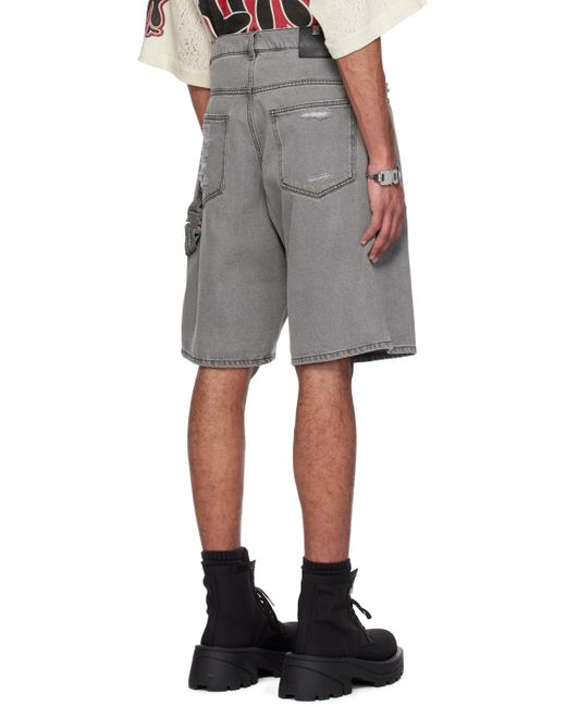 1017 ALYX 9SM Gray Distressed Carpenter Denim Shorts for men