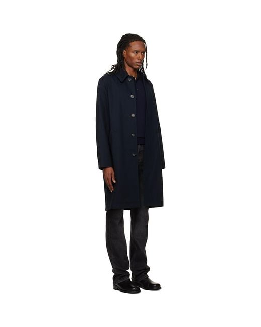 A.P.C. Blue Urban Mac Coat for men