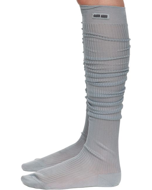 Miu Miu Multicolor Silk Ribbed Socks