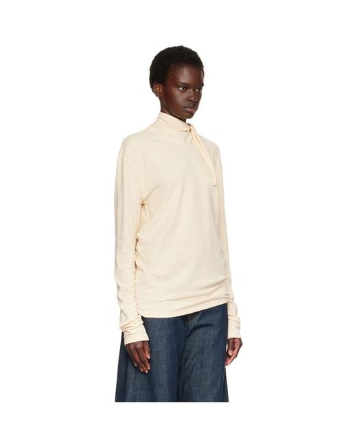 Lemaire Natural Off- Long-Sleeve Scarf T-Shirt