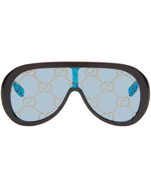 Gucci Blue Black Shield Sunglasses