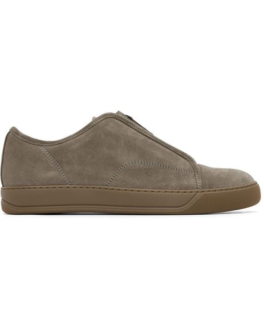 Lanvin Brown Taupe Dbb1 Suede Zip Sneakers for men