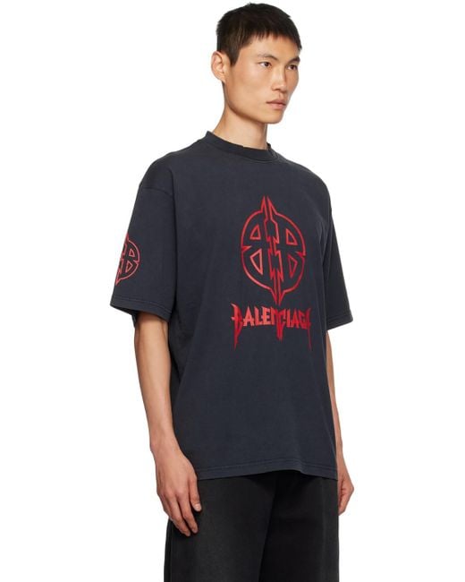 Balenciaga Black Metal Bb Crew-neck T-shirt for men