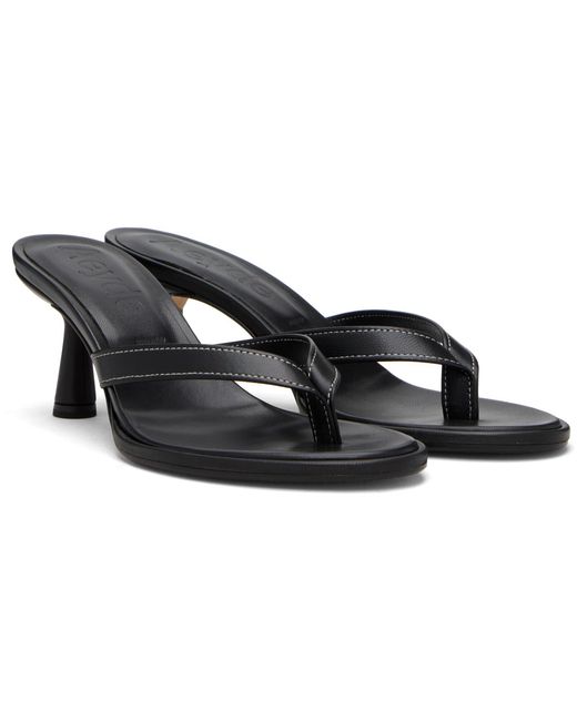 Aeyde Black Daphne Leather Thong Heeled Sandals