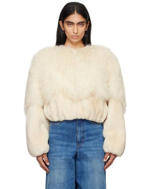 Chloé Blue Cropped Lambskin Shearling Jacket