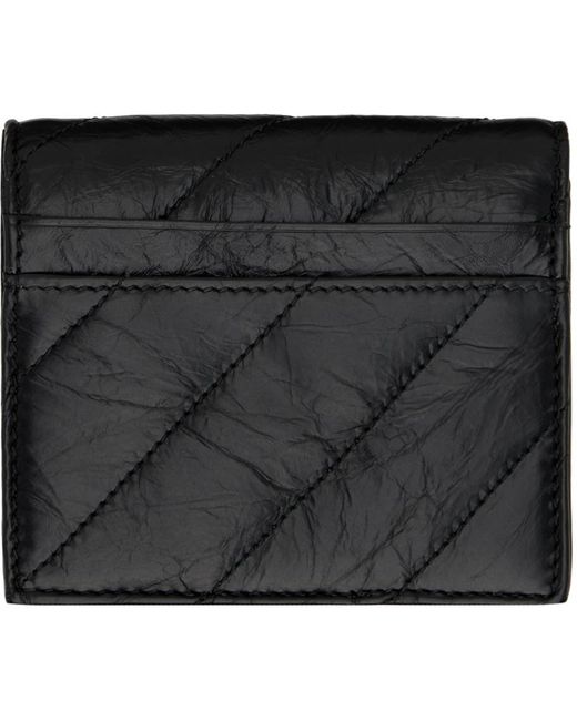 Portefeuille noir en cuir froissé avec pochette à rabat Balenciaga en coloris Black