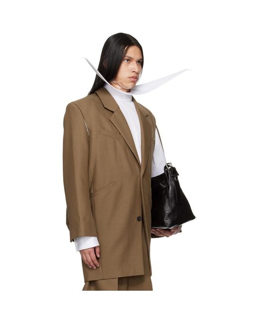 Egonlab Brown Curved Vent Blazer for men