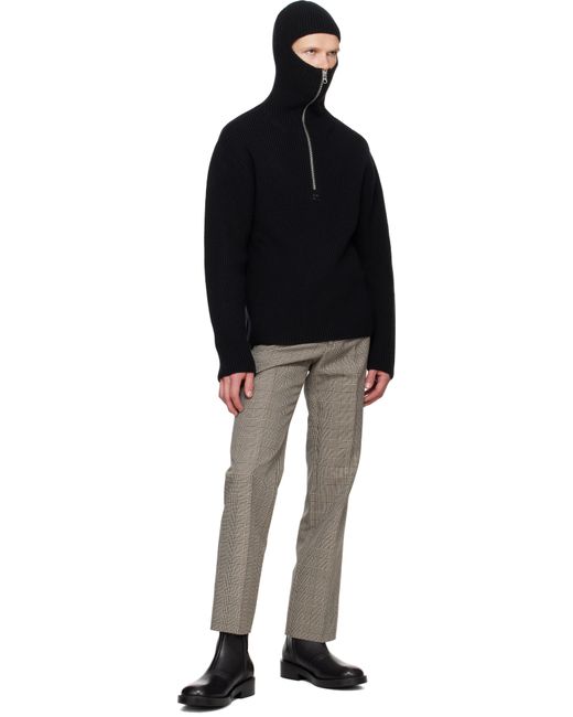Courreges Black Ribbed Wool Hoodie for men