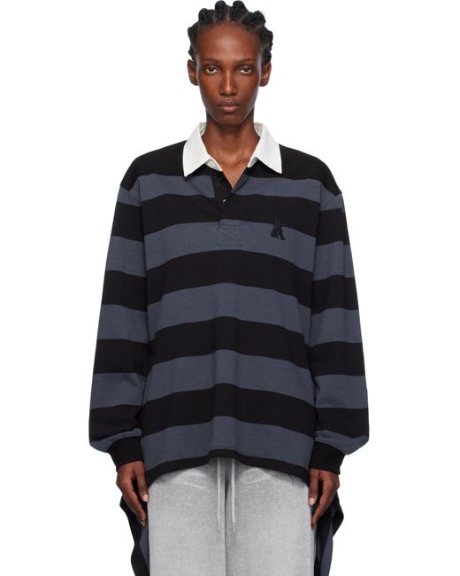 OPEN YY Black Stripe Trim Rugby Polo