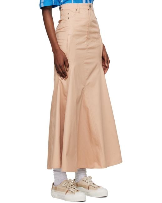 Burberry Multicolor Beige Flared Maxi Skirt
