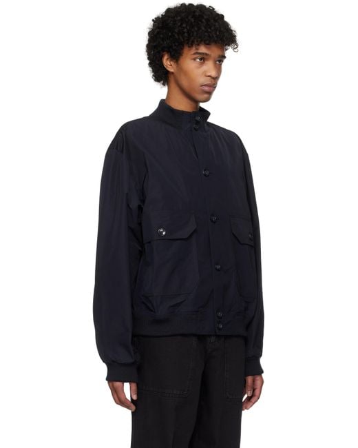 Palmes Blue Rib Collar Jacket for men