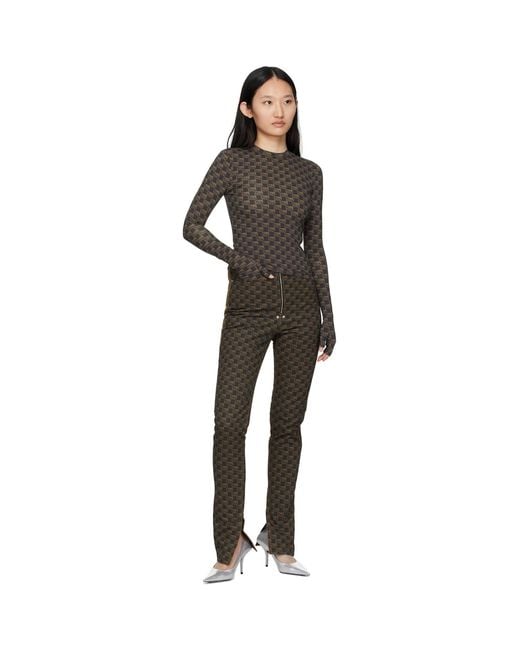 BONBOM Black Monogram Slit Bottom Jeans