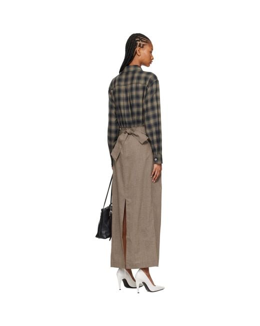Our Legacy Multicolor Taupe Twisted Shirt Maxi Dress