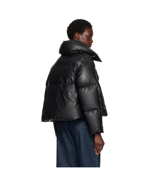 MM6 by Maison Margiela Black Padded Faux-Leather Down Jacket