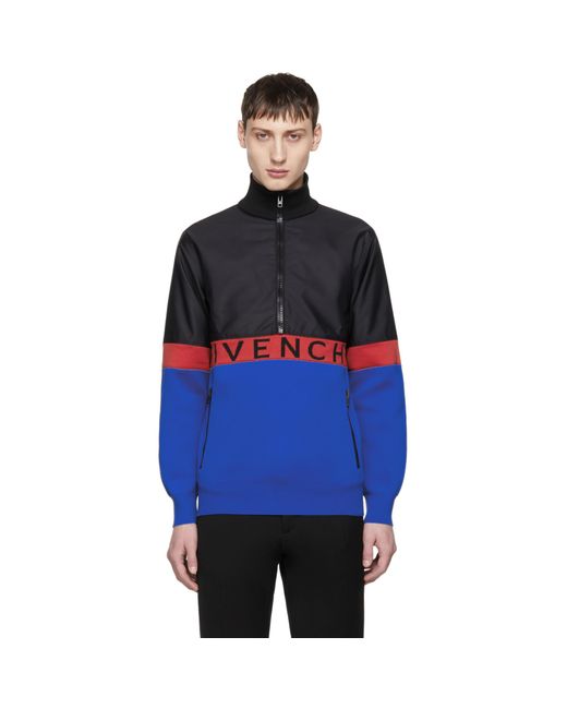 Givenchy Black And Blue Half-zip Jacket for men