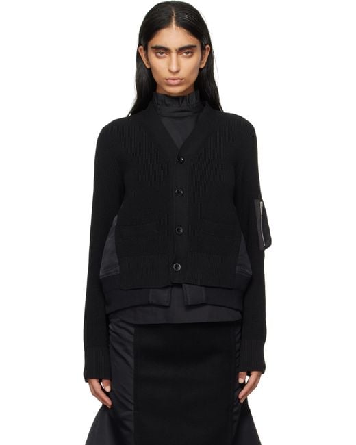 人気完売商品　sacai ウール　ナイロン　ツイル　ニットカーディガン sacai】ナイロンツイル x ニット カーディガン（送料込み