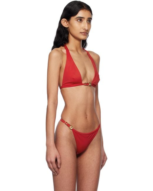 Versace Safety Pin Bikini Top in Red | Lyst