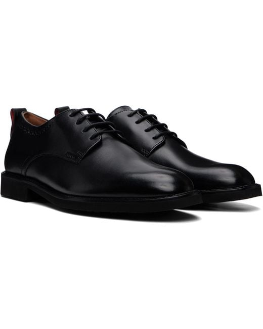 HUGO Black Leather Brogue Details Derbys for men