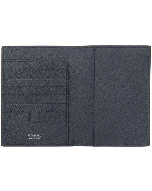 メンズ Tom Ford ネイビー グレインレザー スモール パスポートケース Blue