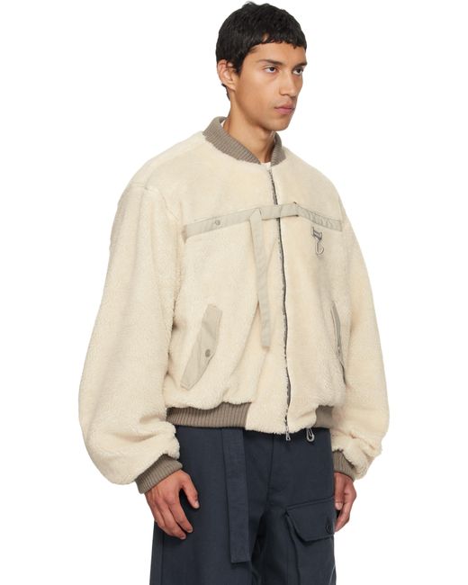 Reese Cooper Natural Sherpa Fleece Bomber Jacket for men