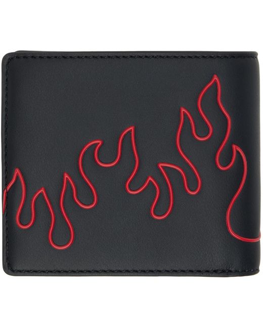 HUGO Blue Black Faux-leather Flame Artwork Wallet for men