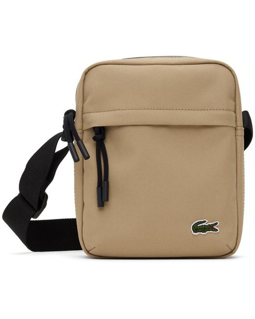 Lacoste Natural Beige Zip Crossbody Bag for men