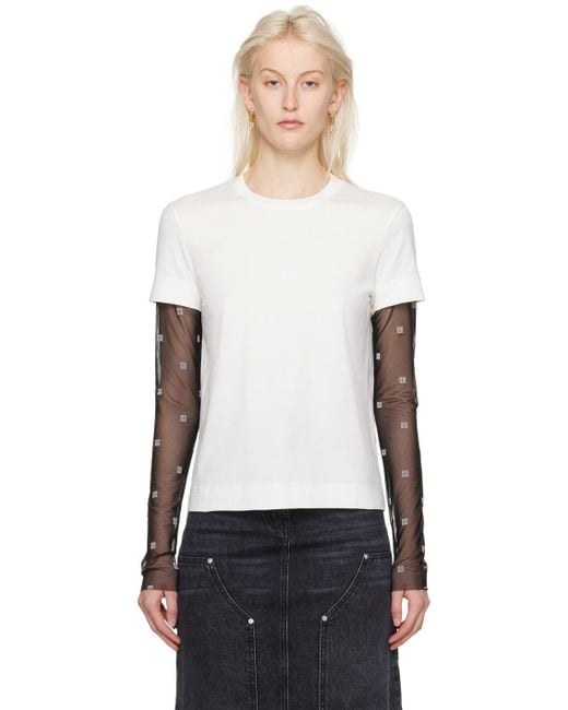 Givenchy White & Black Layered Long Sleeve T-shirt